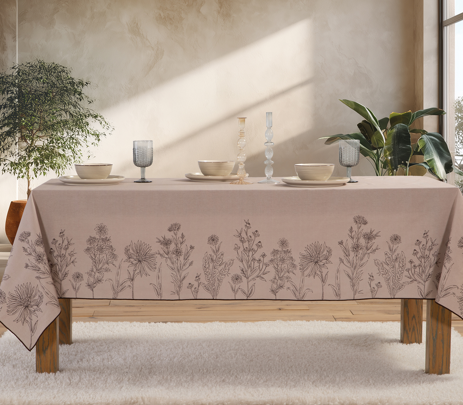 Τραπεζομάντηλο Nef-Nef Homeware Kerkynia 140x140 Brown