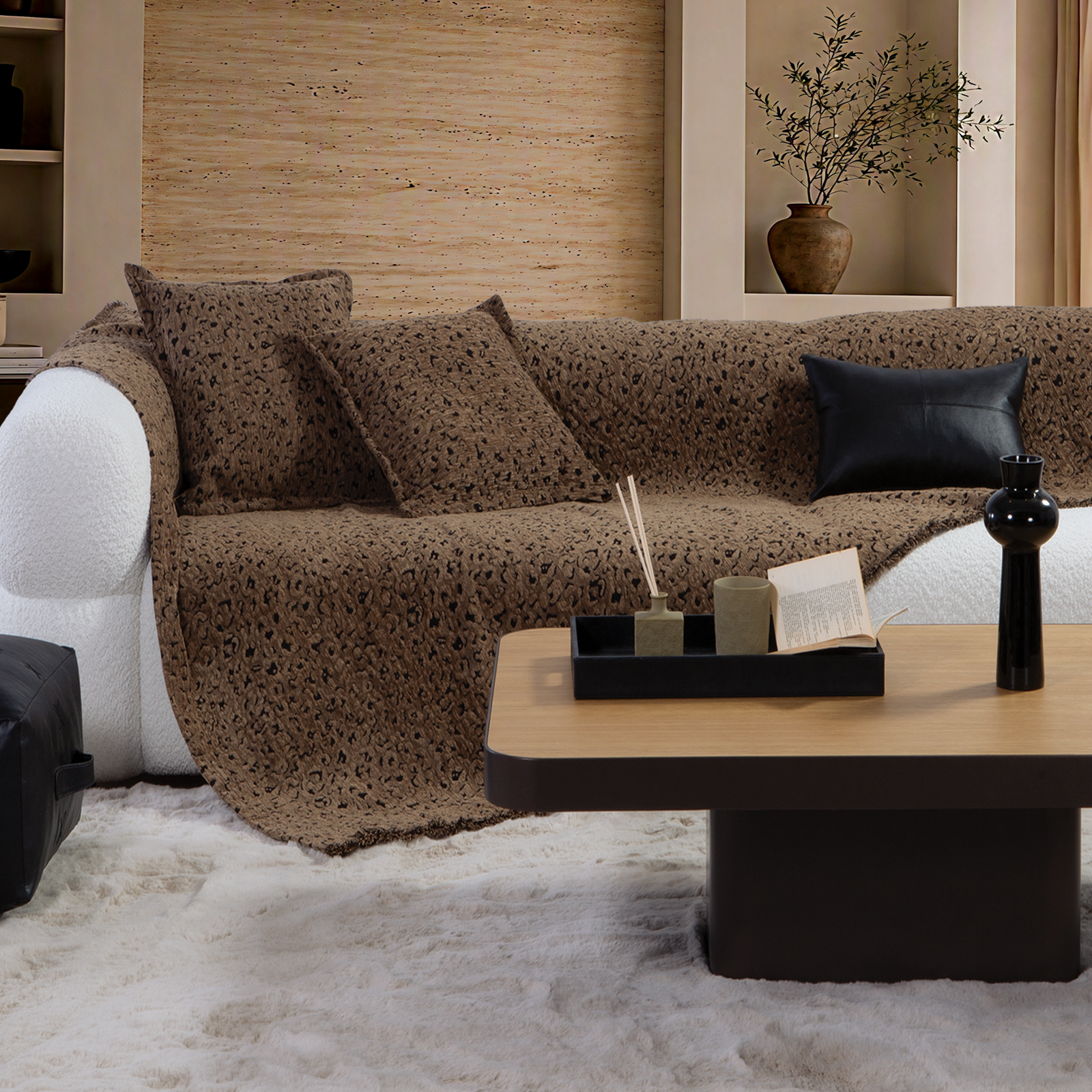 Ριχτάρι Τριθέσιου Καναπέ Nef-Nef Homeware Leopard 170x300 Brown