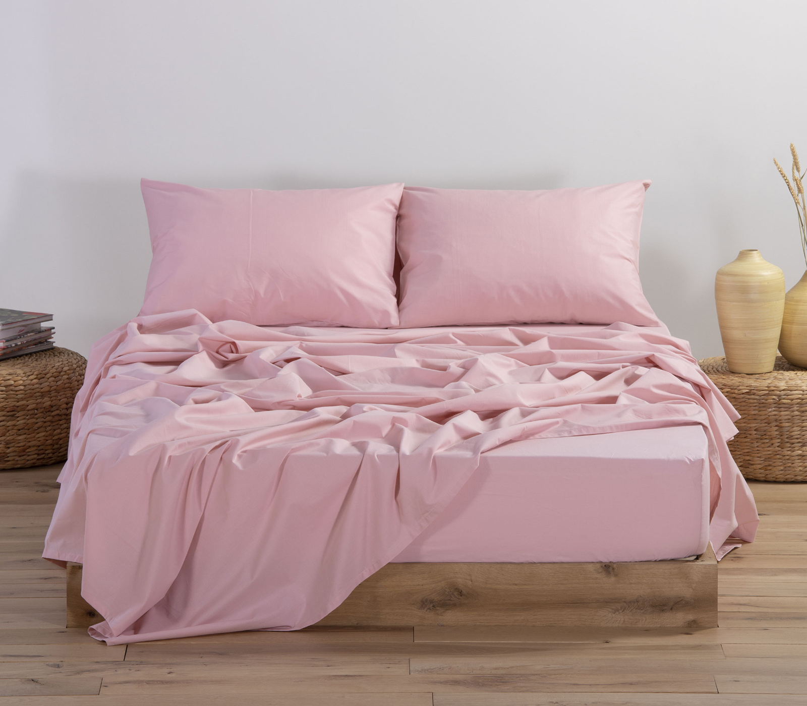  Σεντόνι Διπλό Nef-Nef Homeware Basic Με λάστιχο 140Χ200+30 Pink