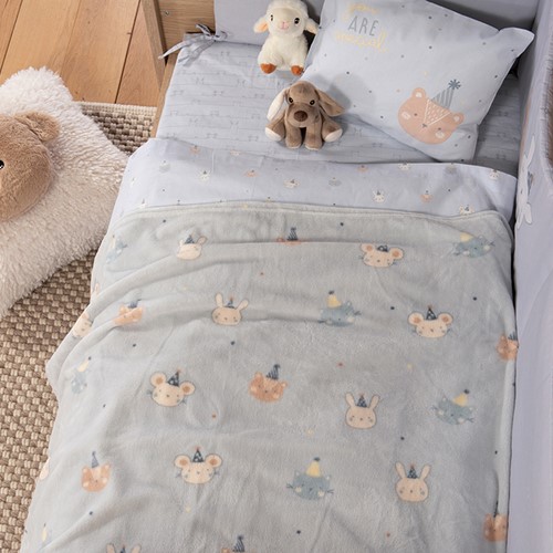 Βρεφική Κουβέρτα Κούνιας Nef-Nef Homeware Fleece Special Party 110x150 Blue