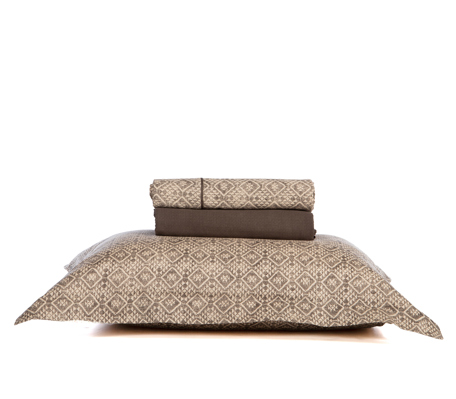 Σεντόνια Υπέρδιπλα Βαμβακοσατέν Nef-Nef Homeware Cardynal 240x270 Beige/Grey