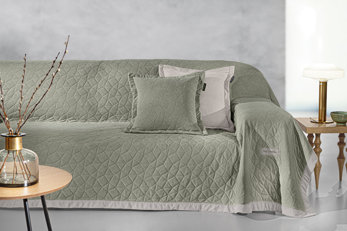 Ριχτάρι Τετραθεσίου Guy Laroche Avalon Cement 170x350 + Μαξιλάρι 45X45+3 