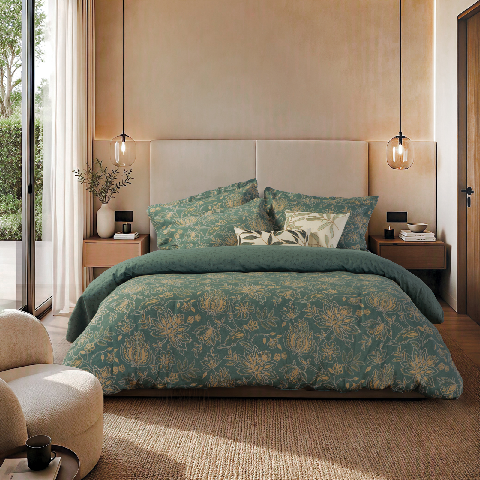 Υπέρδιπλη Παπλωματοθήκη Nef-Nef Homeware (Σετ) Βαμβακοσατέν Elinda 240x230 Green