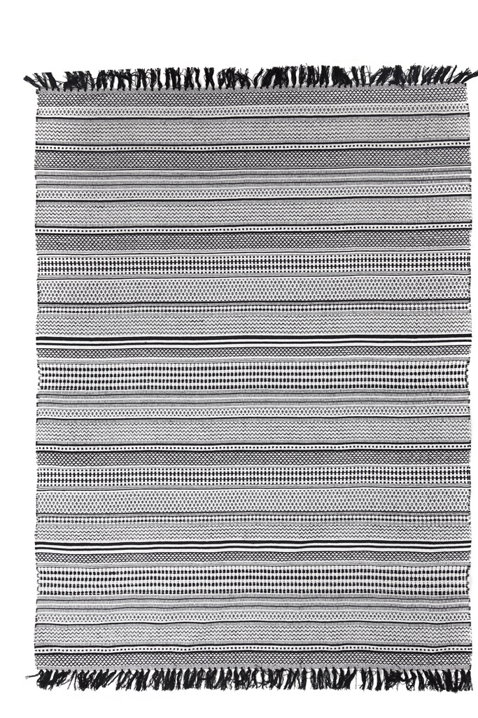 Χαλί Σαλονιού Royal Carpet Urban Cotton Kilim Samaira Black White -  130x190 cm 