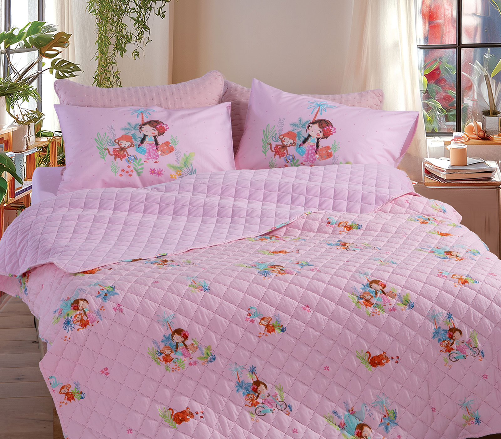 Παιδικό Κουβερλί Nef-Nef Homeware Welcome To India 180X240 Pink