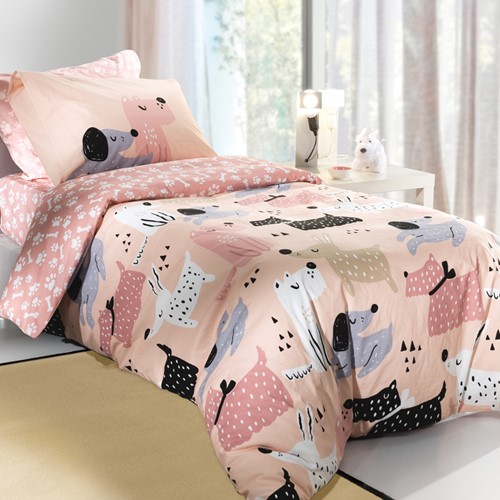 Παιδικά Σεντόνια Μονά (Σετ) Saint Clair Doggy Pink 160Χ250