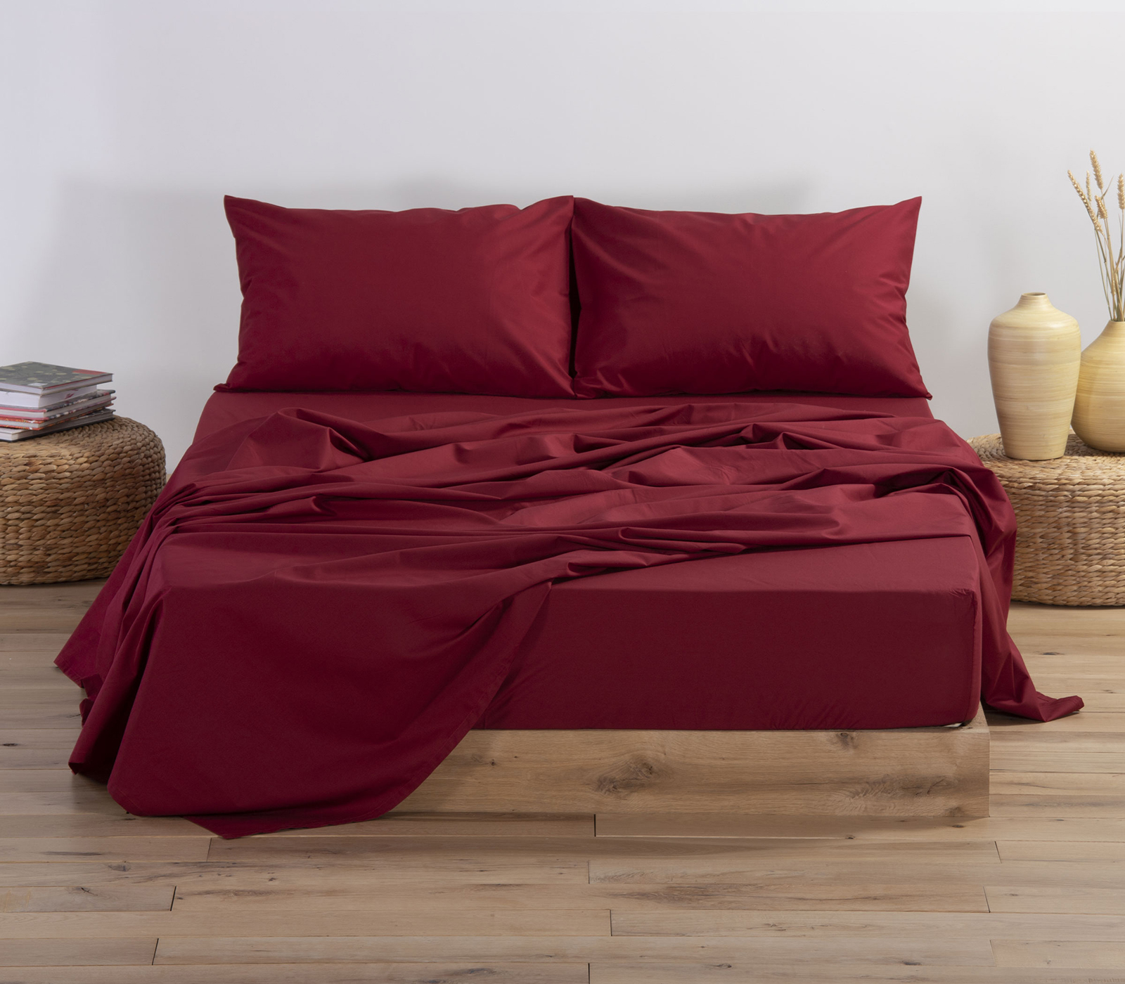  Σεντόνι Υπέρδιπλο Με λάστιχο Nef-Nef Homeware Basic 160X200+30 Bordo