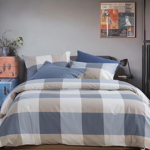 Παπλωματοθήκη Υπέρδιπλη Nef-Nef Homeware (Σετ) Casual Check 240x230 Denim