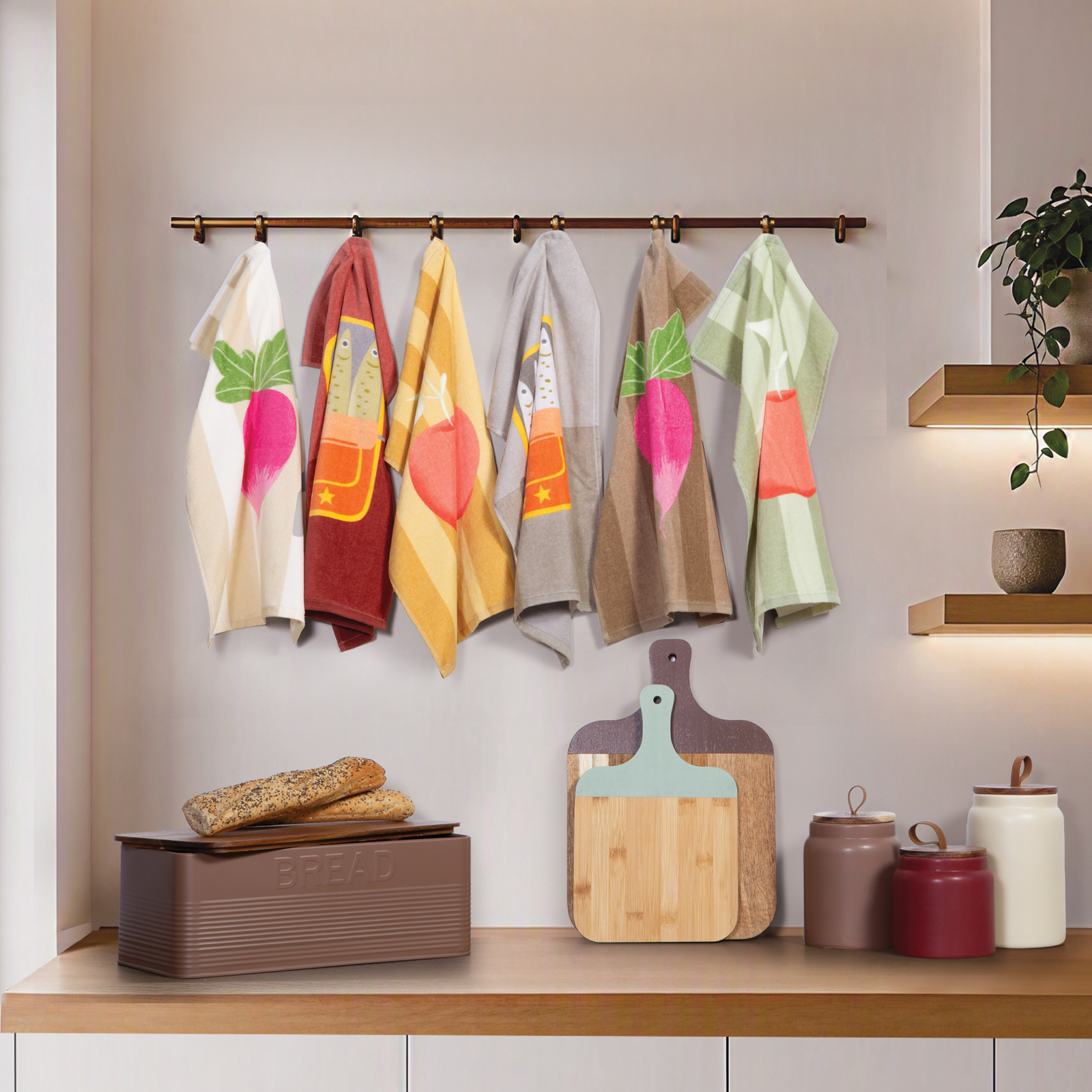 Ποτηρόπανο Nef-Nef Homeware Βελουτέ Sardines 40x60 Grey
