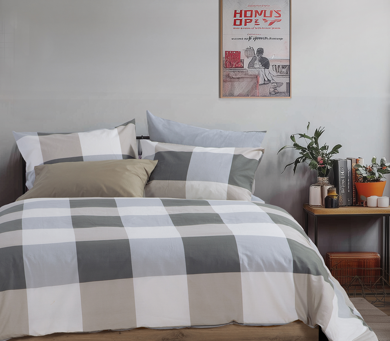  Παπλωματοθήκη Μονή Nef-Nef Homeware (Σετ) Casual Check 170x240 Grey