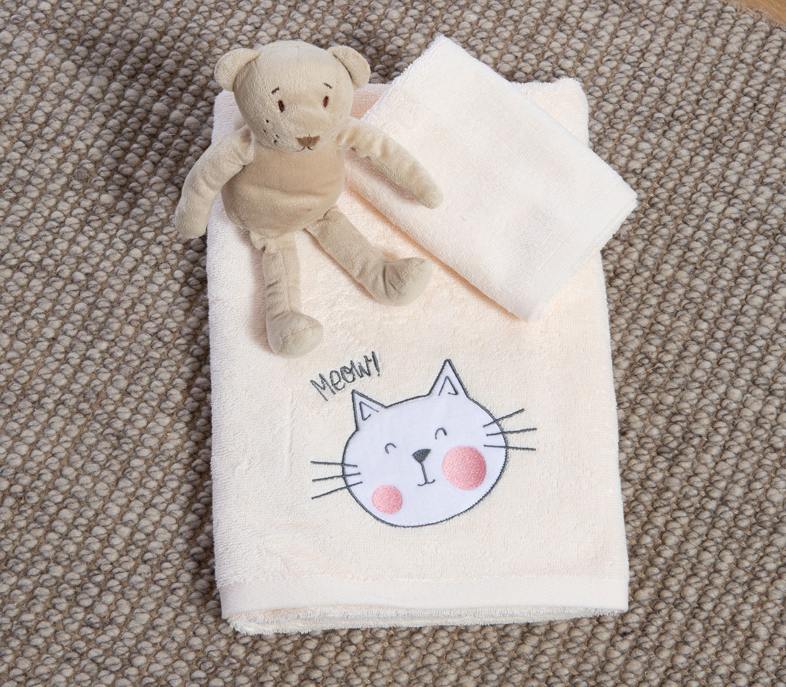 Παιδικές Πετσέτες Nef-Nef Homeware (2ΤΜΧ) Cat Life Ecru 