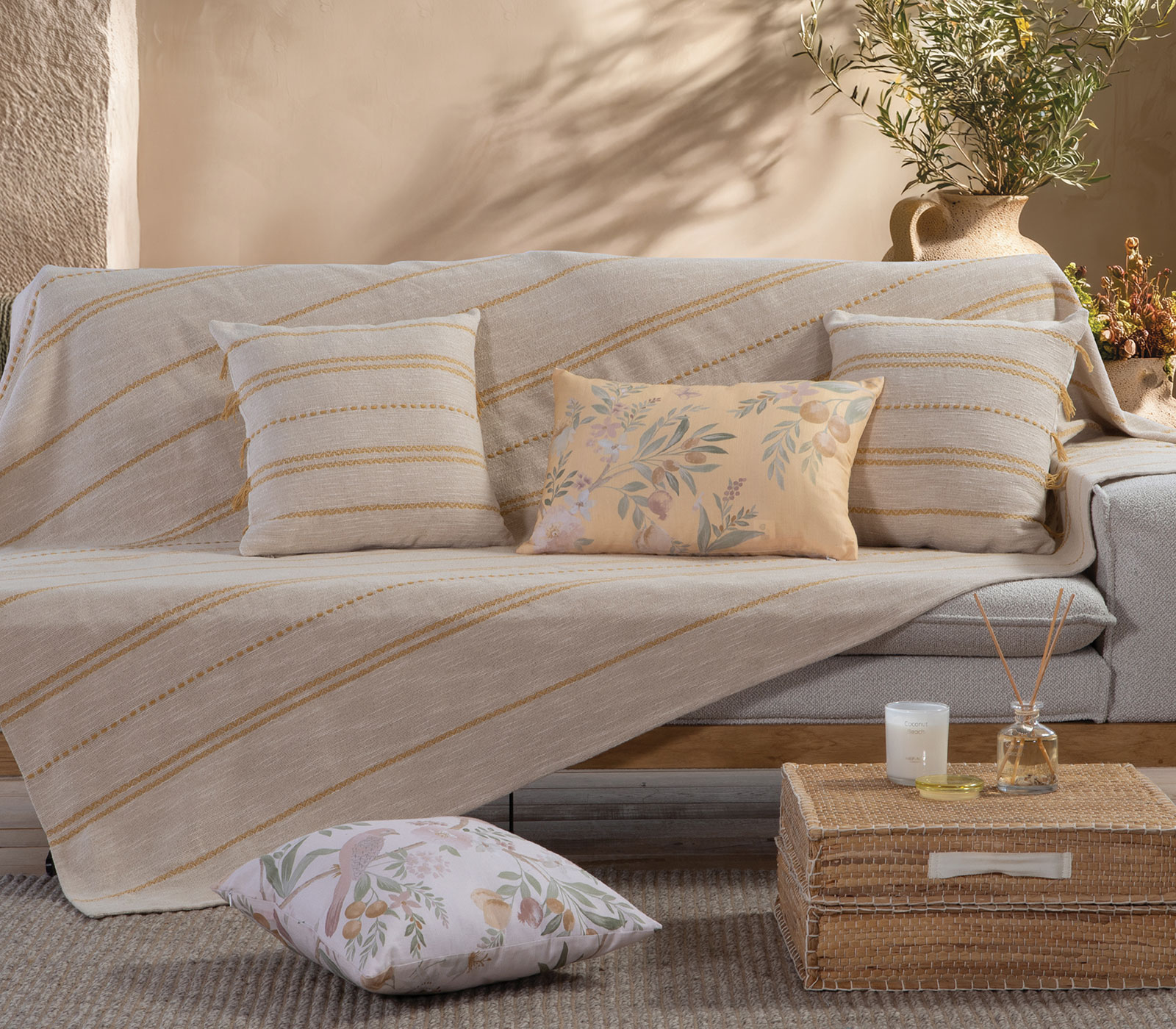 Ριχτάρι Διθεσίου Nef-Nef Homeware Bleeze 180Χ250 Natural/Yellow