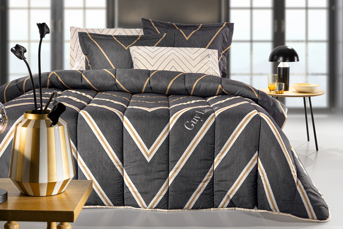 Παπλωματοθήκη Υπέρδιπλη Guy Laroche (Σετ) Suede Canyon Anthracite 225X245