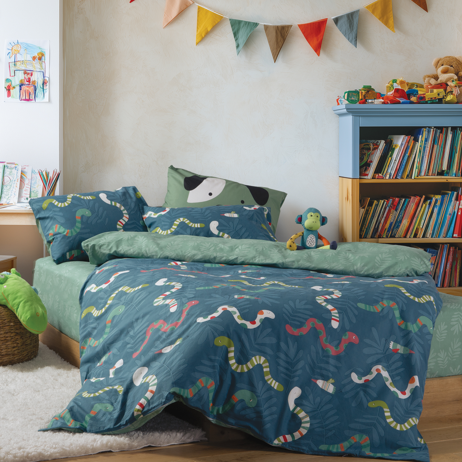 Παιδικά Σεντόνια Nef-Nef Homeware Μονά (Σετ) με Λάστιχο Warms  170x260 Petrol