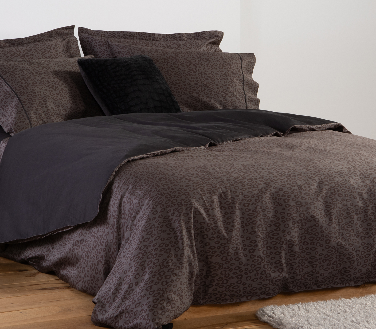 Παπλωματοθήκη Υπέρδιπλη Nef-Nef Homeware (Σετ) Leonar 240x230 Anthracite