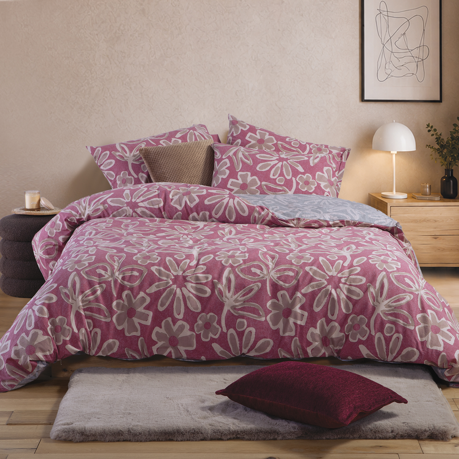 Υπέρδιπλα Σεντόνια Nef-Nef Homeware με Λάστιχο (Σετ) Βαμβακερά Harmony Bordo 240X270 
