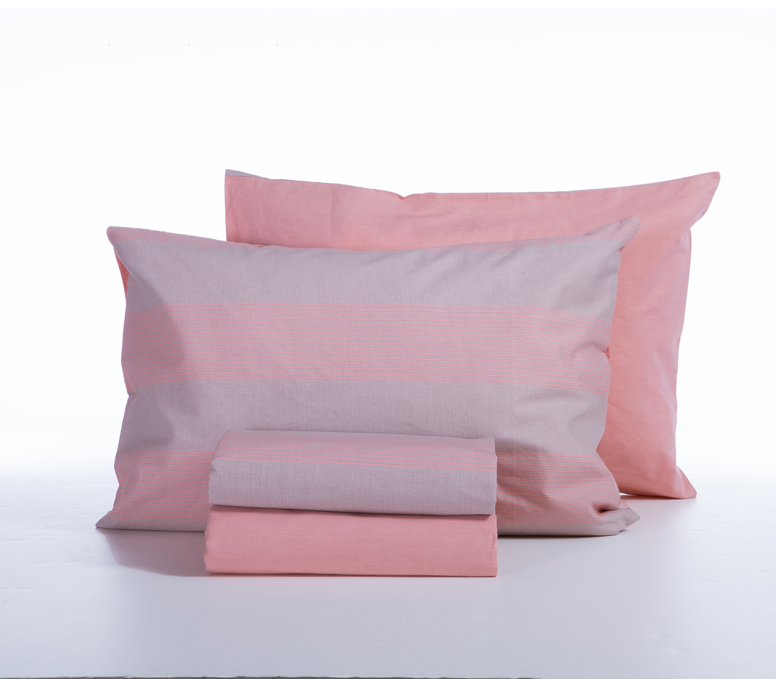 Σεντόνια Υπέρδιπλα Nef-Nef Homeware (Σετ) Casual Stripe 240Χ270 (με λάστιχο) Peach