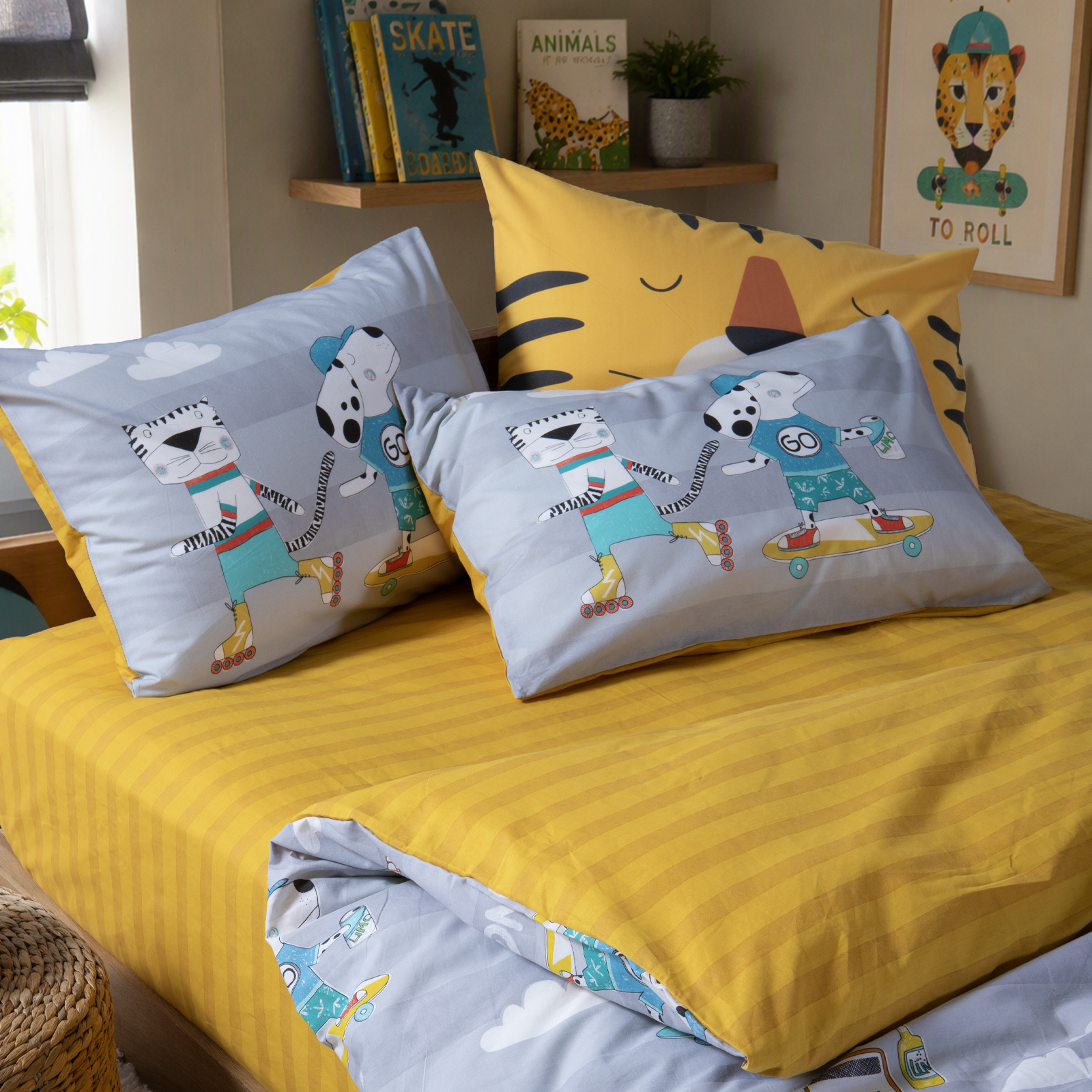 Παιδικά Σεντόνια Nef-Nef Homeware Μονά (Σετ) με Λάστιχο Cool Skating 170x260 Grey
