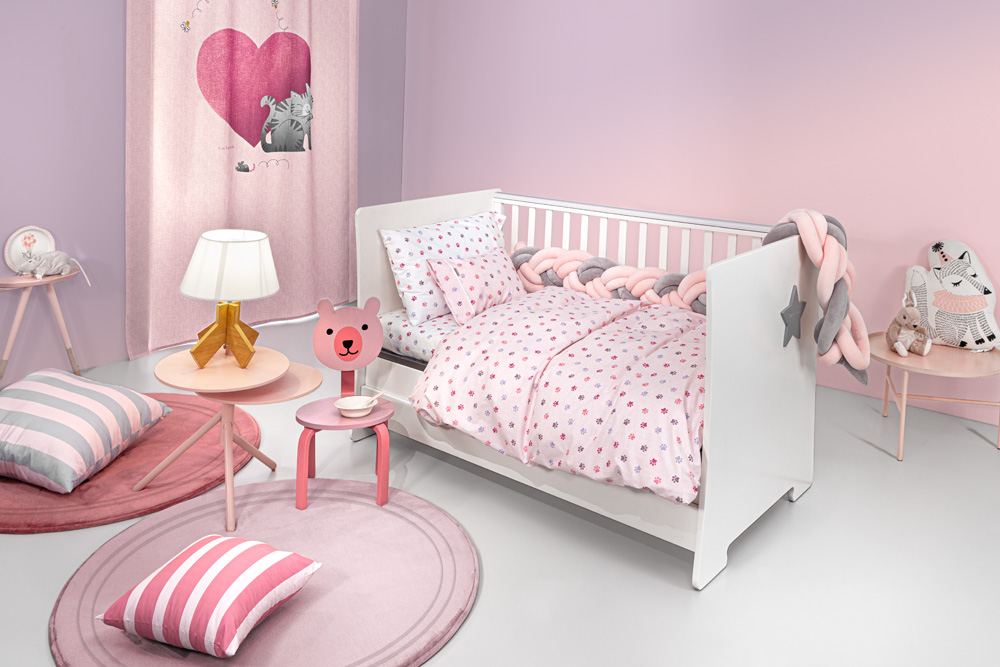 Βρεφικά Σεντόνια Guy Laroche (Σετ) Paw Pink 115x170