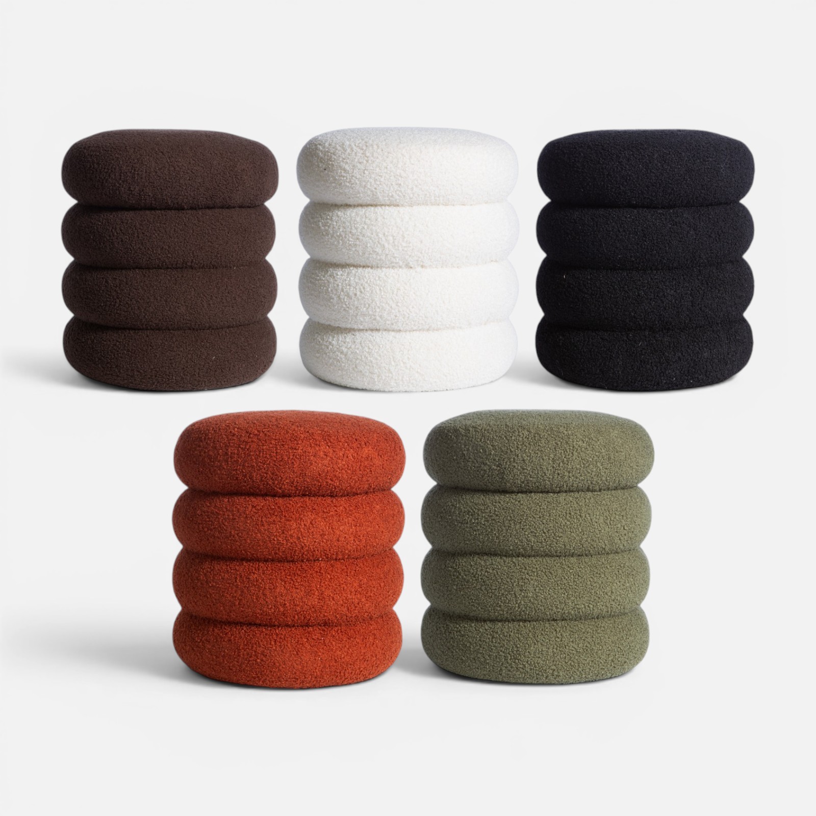 Μπουκλέ Σκαμπό Nef-Nef Homeware Stool 35X40 Ecru