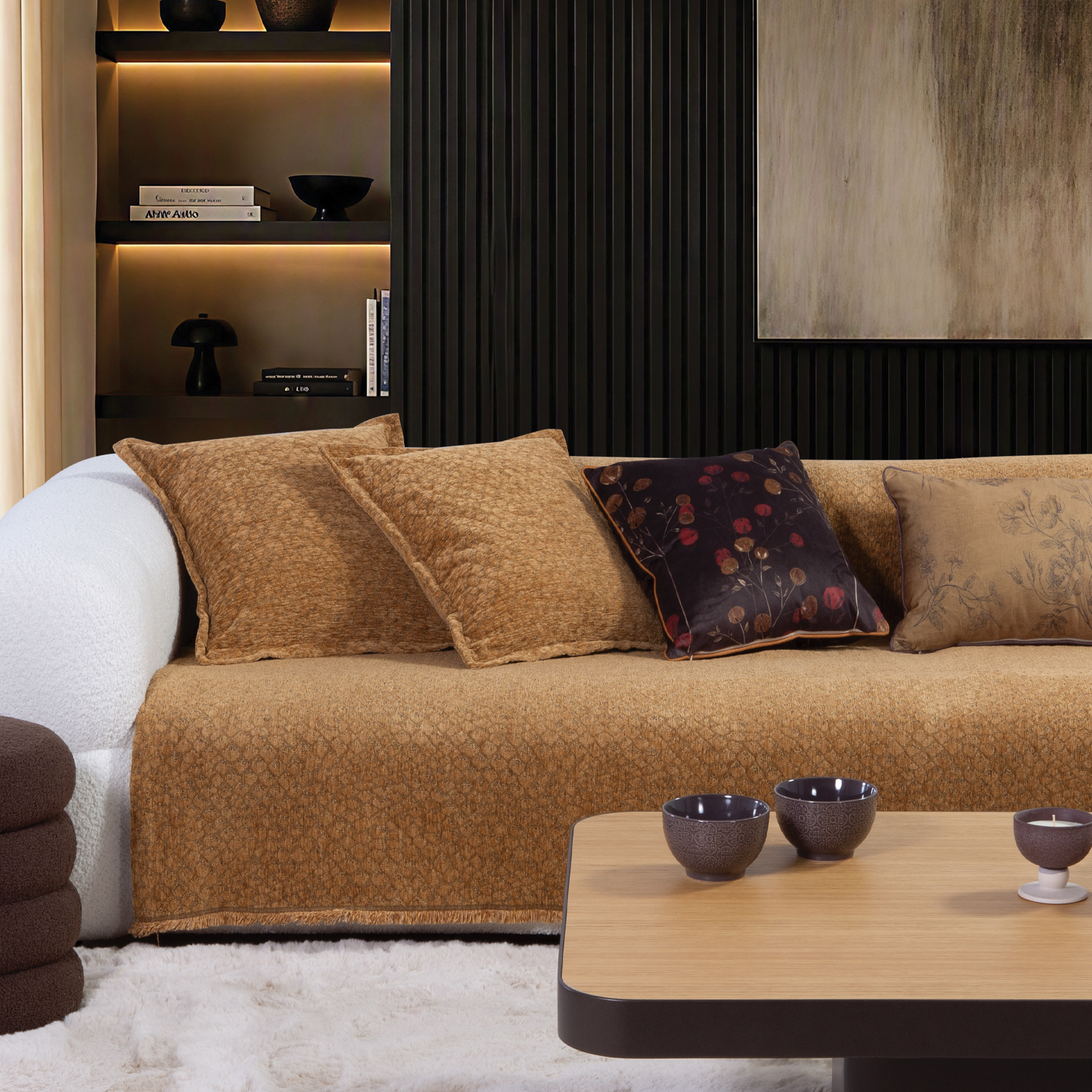 Ριχτάρι Tριθέσιου Καναπέ Nef-Nef Homeware Decore 170x300 Camel