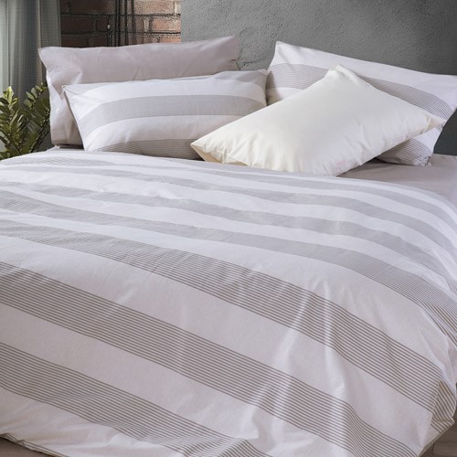 Σεντόνια King Size Nef-Nef Homeware (Σετ) Casual Stripe 270x270 (με λάστιχο) Ecru