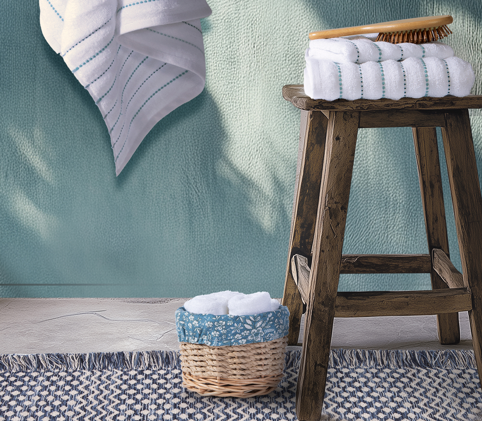 Διακοσμητικό Καλάθι Με Λαβέτες  Nef-Nef Homeware Ethnia White