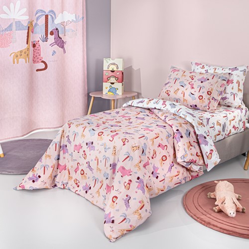 Παιδικά Σεντόνια Guy Laroche (Σετ) Jungle Pink 100X200+28 Με Λάστιχο