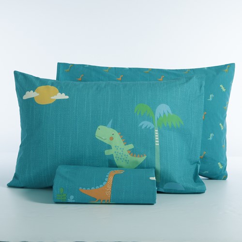 Παιδική Παπλωματοθήκη Nef-Nef Homeware (Σετ) Dinos On Wheels 160Χ240 Petrol