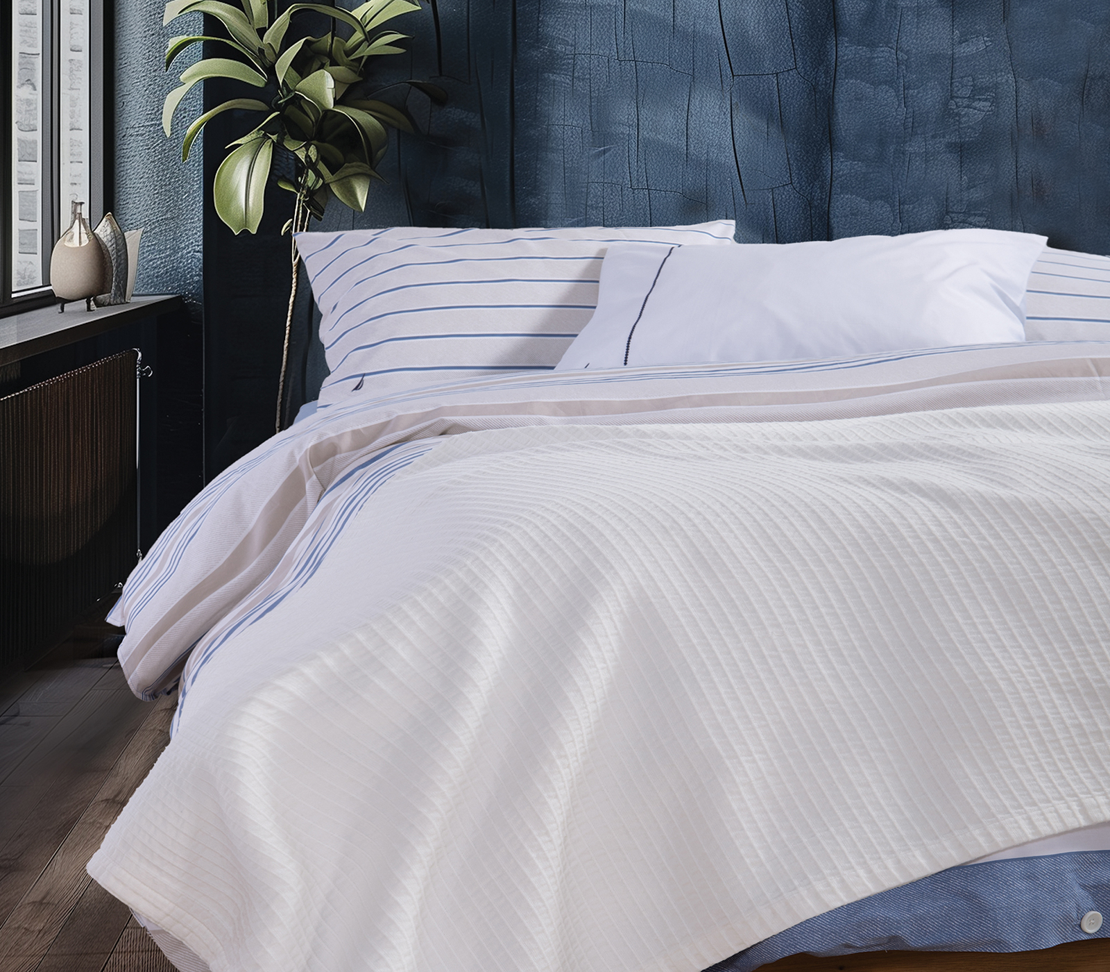 Πικέ Κουβέρτα Υπέρδιπλη Nef-Nef Homeware Nautica -Nau Navy 230x240 White