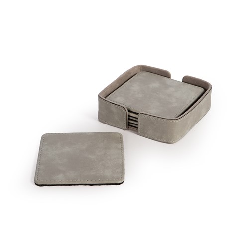 Σετ Σουβέρ Nef-Nef Homeware με υφή δέρματος Lethal 6τμχ 10X10X3 D.Grey