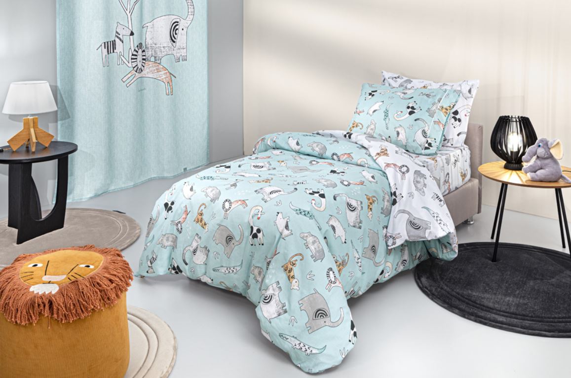 Παιδικά Σεντόνια Guy Laroche (Σετ) Zootopia Aqua-Grey 165X250