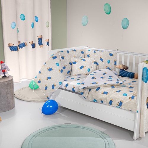 Βρεφικό Σετ Saint Clair Pet Blue (Παπλωματοθήκη-Μαξιλαροθήκη-Πάντα)