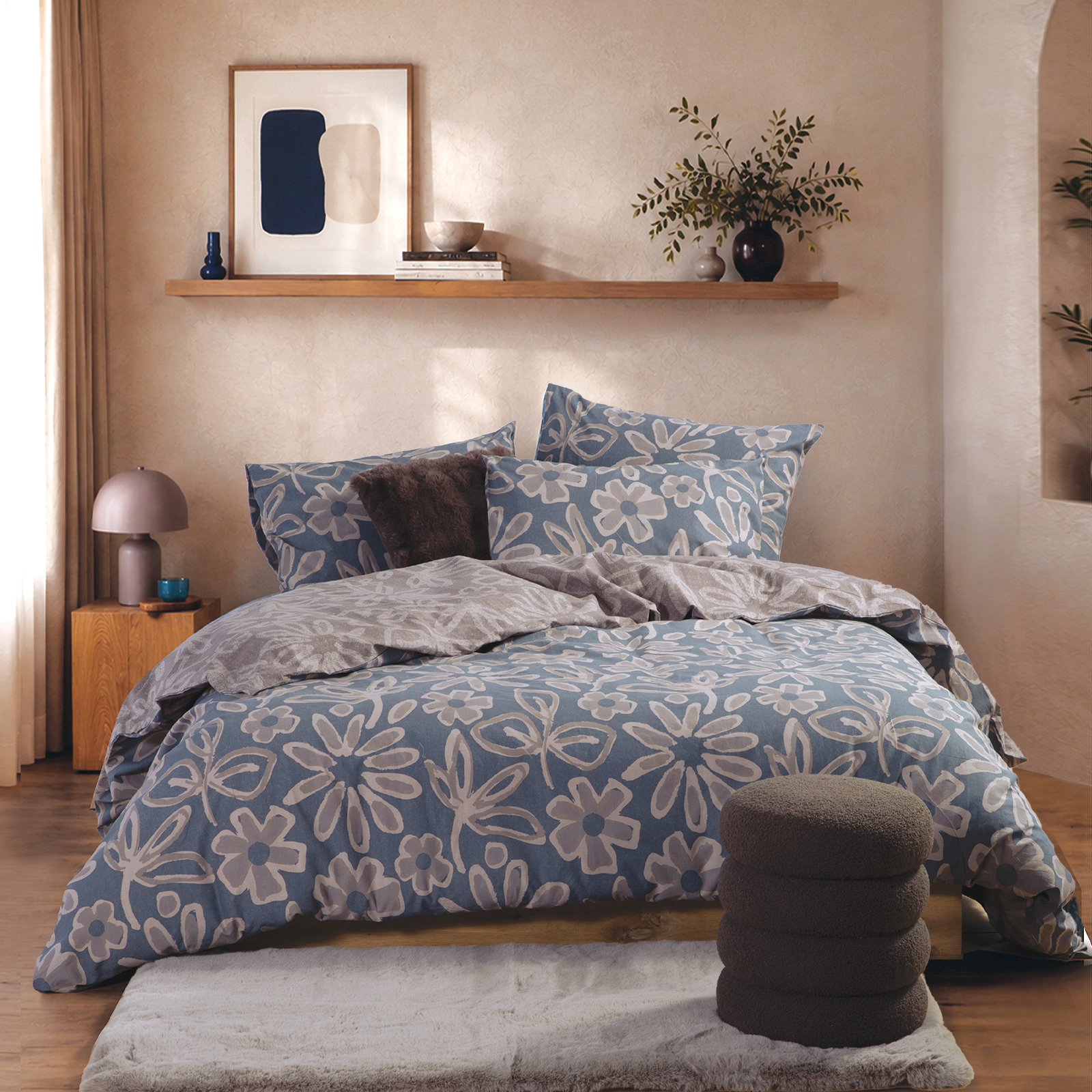 Υπέρδιπλα Σεντόνια Nef-Nef Homeware με Λάστιχο (Σετ) Βαμβακερά Harmony Grey 240X270 