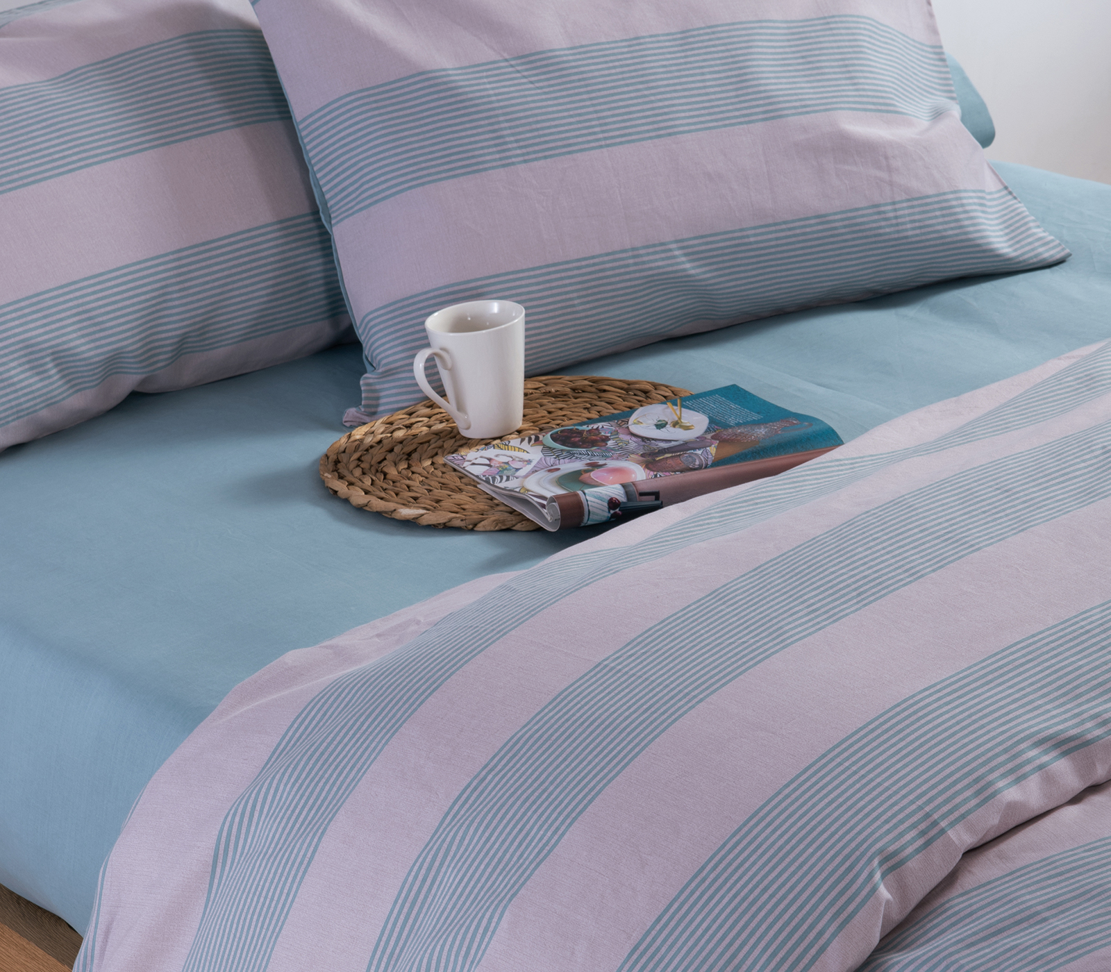 Σεντόνια Υπέρδιπλα Nef-Nef Homeware (Σετ) Casual Stripe 240Χ270 Petrol