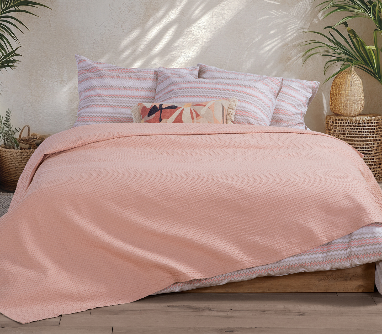 Πικέ Κουβέρτα Υπέρδιπλη Nef-Nef Homeware New Golf 220x240 Rose