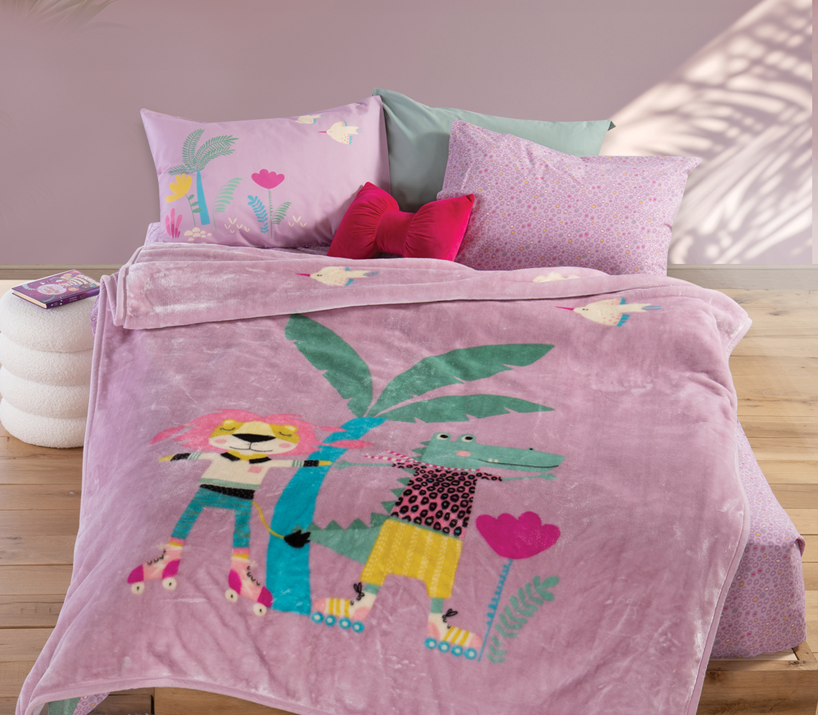 Παιδική Κουβέρτα Nef-Nef Homeware Rollers Friends 160x220 Mauve