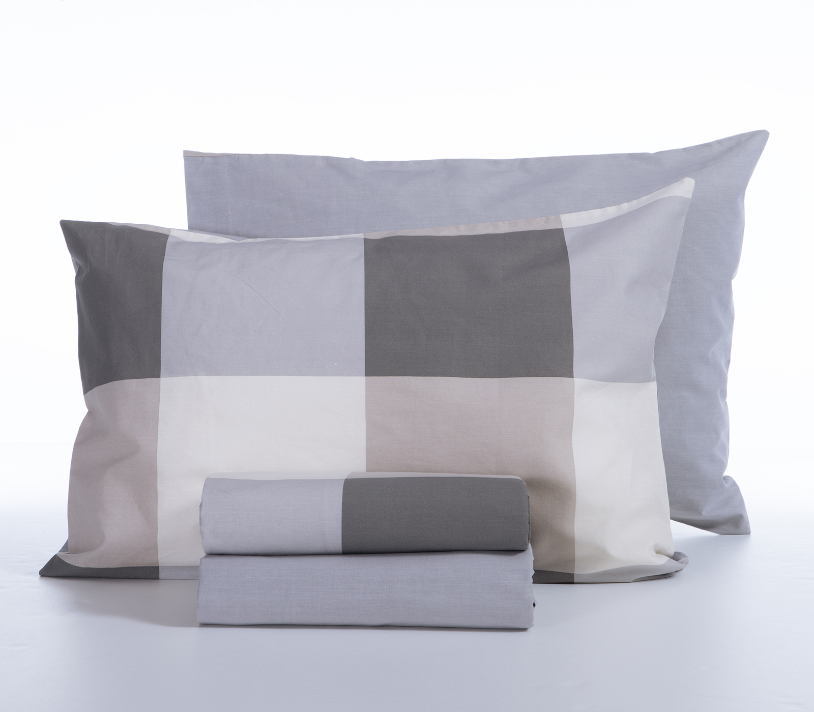 Σεντόνια Υπέρδιπλα Nef-Nef Homeware (Σετ)  Casual Check 240Χ270 Grey