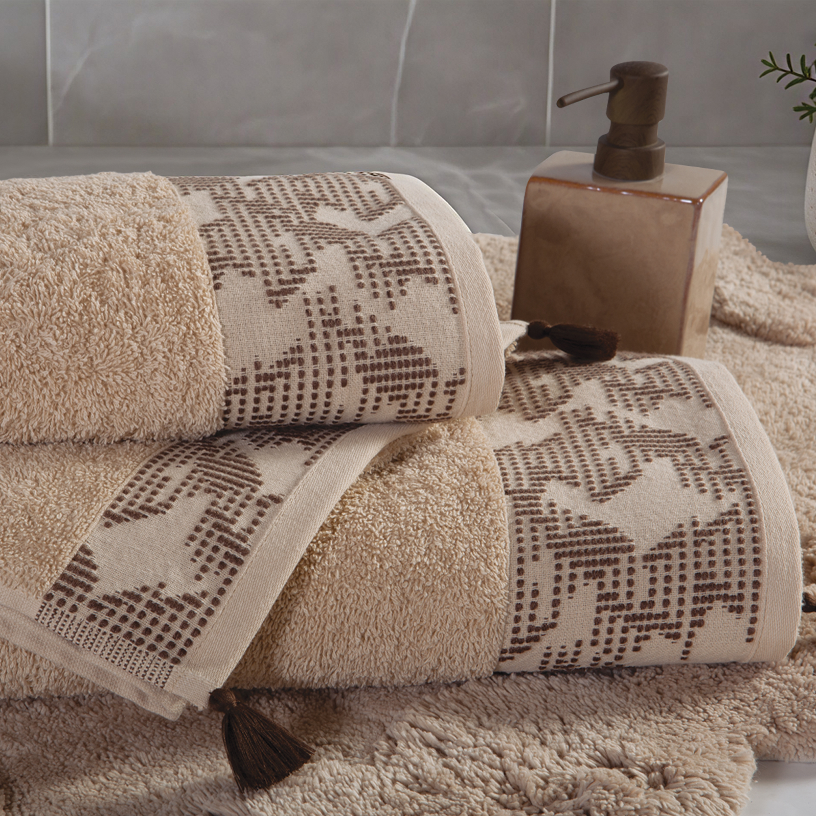 Πετσέτα Σώματος Nef-Nef Homeware Zeyn 70x140 Beige