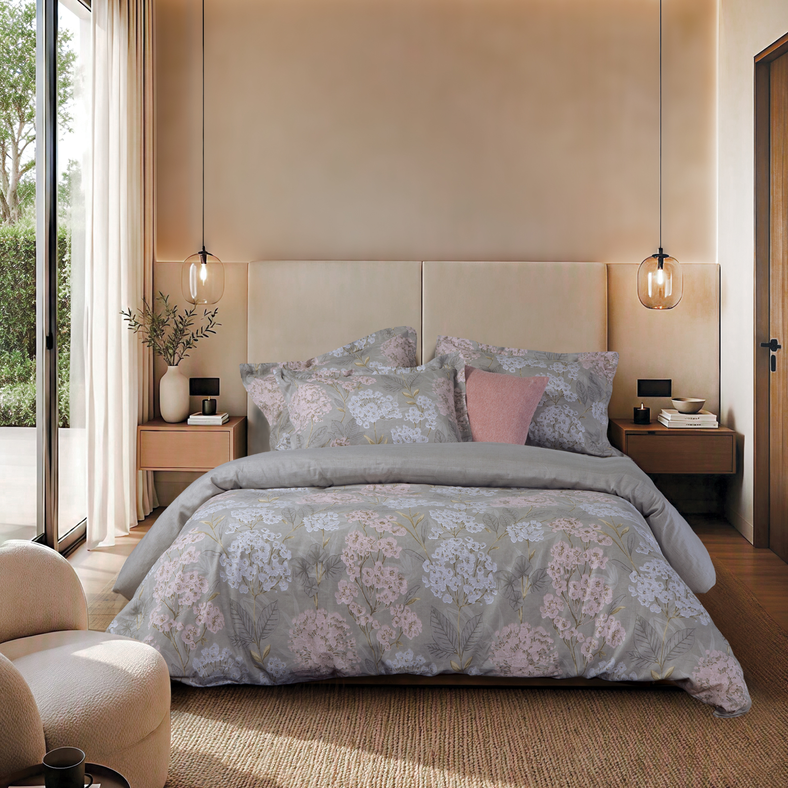 Υπέρδιπλα Σεντόνια Nef-Nef Homeware Βαμβακοσατέν (Σετ) με Λάστιχο Darling 240Χ270 Grey