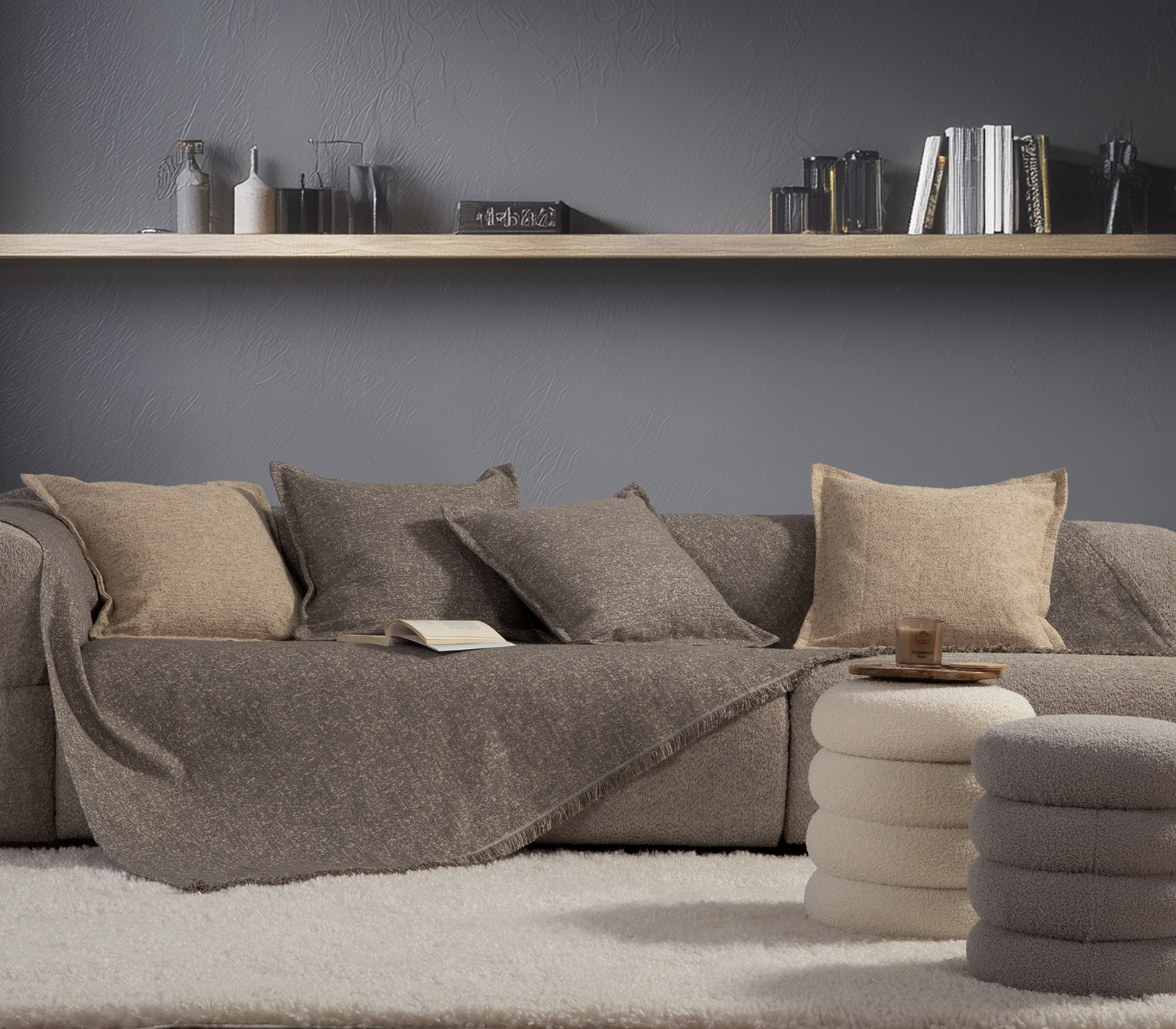 Ριχτάρι Διθεσίου Nef-Nef Homeware Alamo 25 170X250 Stone