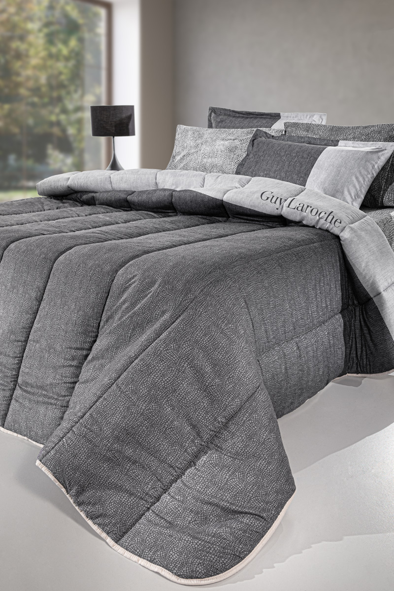 Παπλωματοθήκη Yπέρδιπλη Guy Laroche (Σετ) Safari Suede Anthracite 225X245 