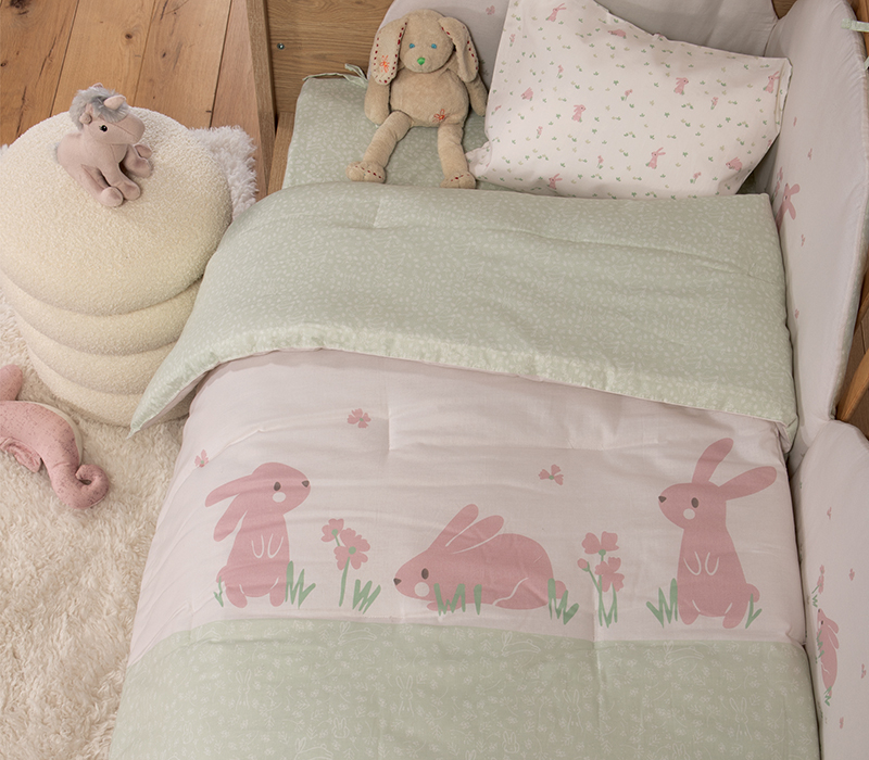 Βρεφικό Πάπλωμα Nef-Nef Homeware Country Bunny  110x140 Ecru/Mint