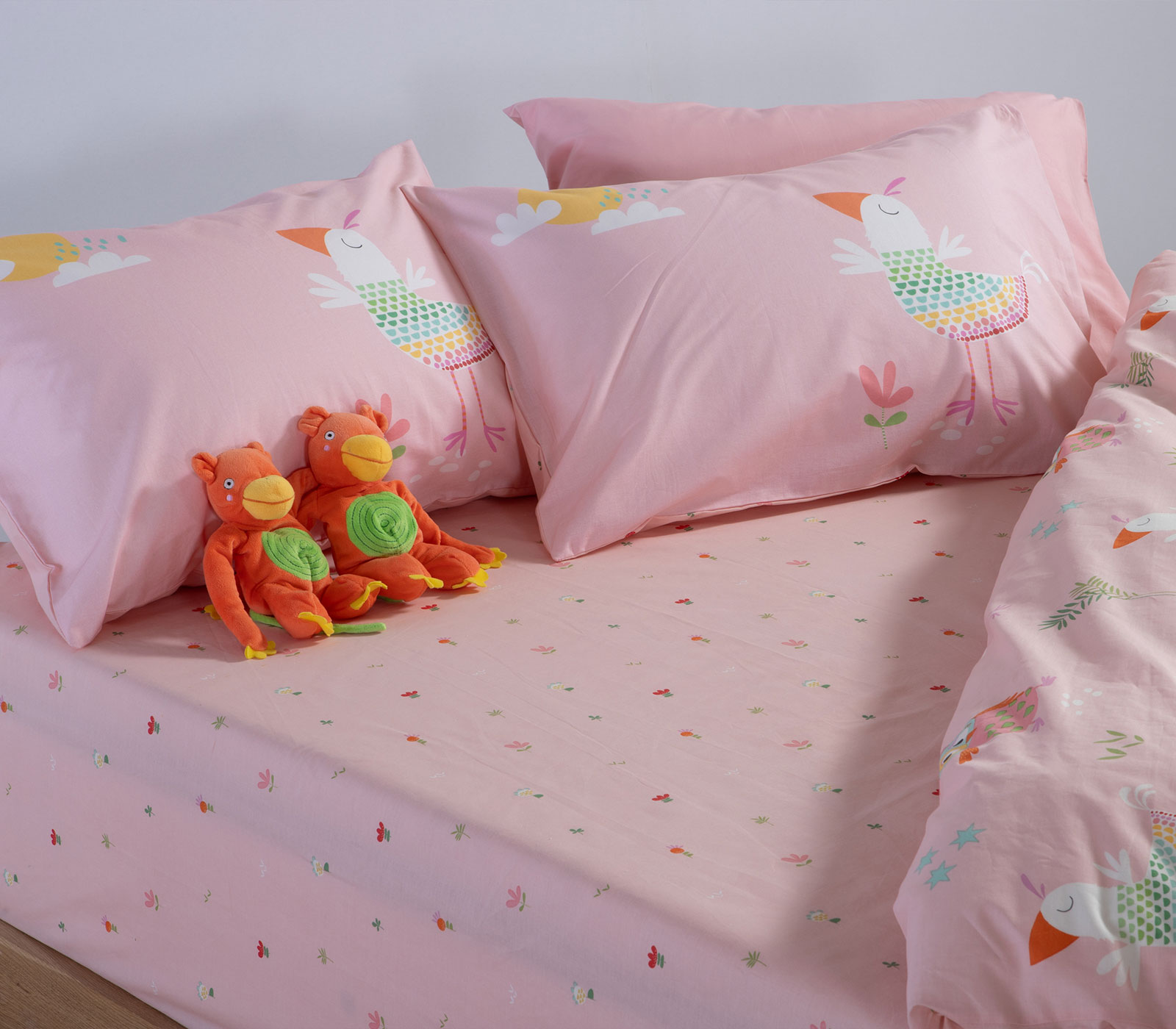 Παιδικά Σεντόνια Nef-Nef Homeware (3ΤΜΧ) Birds Mania Pink 170x260 Pink 