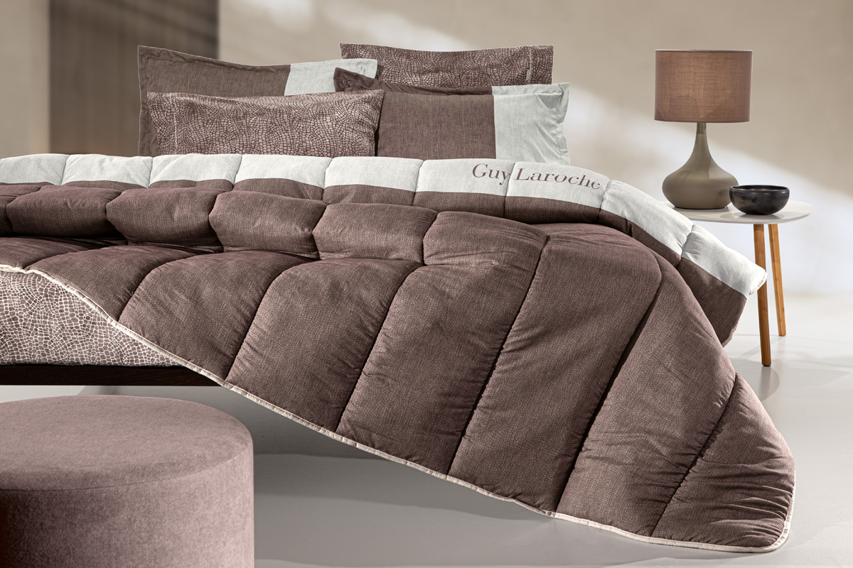 Παπλωματοθήκη Yπέρδιπλη Guy Laroche Safari Suede Choco 225X245 