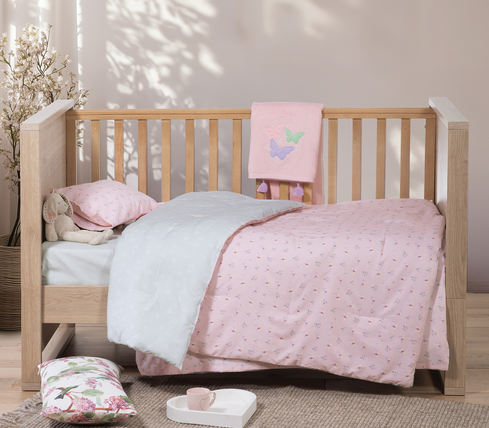 Βρεφικά Σεντόνια Κουνιας Nef-Nef Homeware Wings Of Joy Pink 