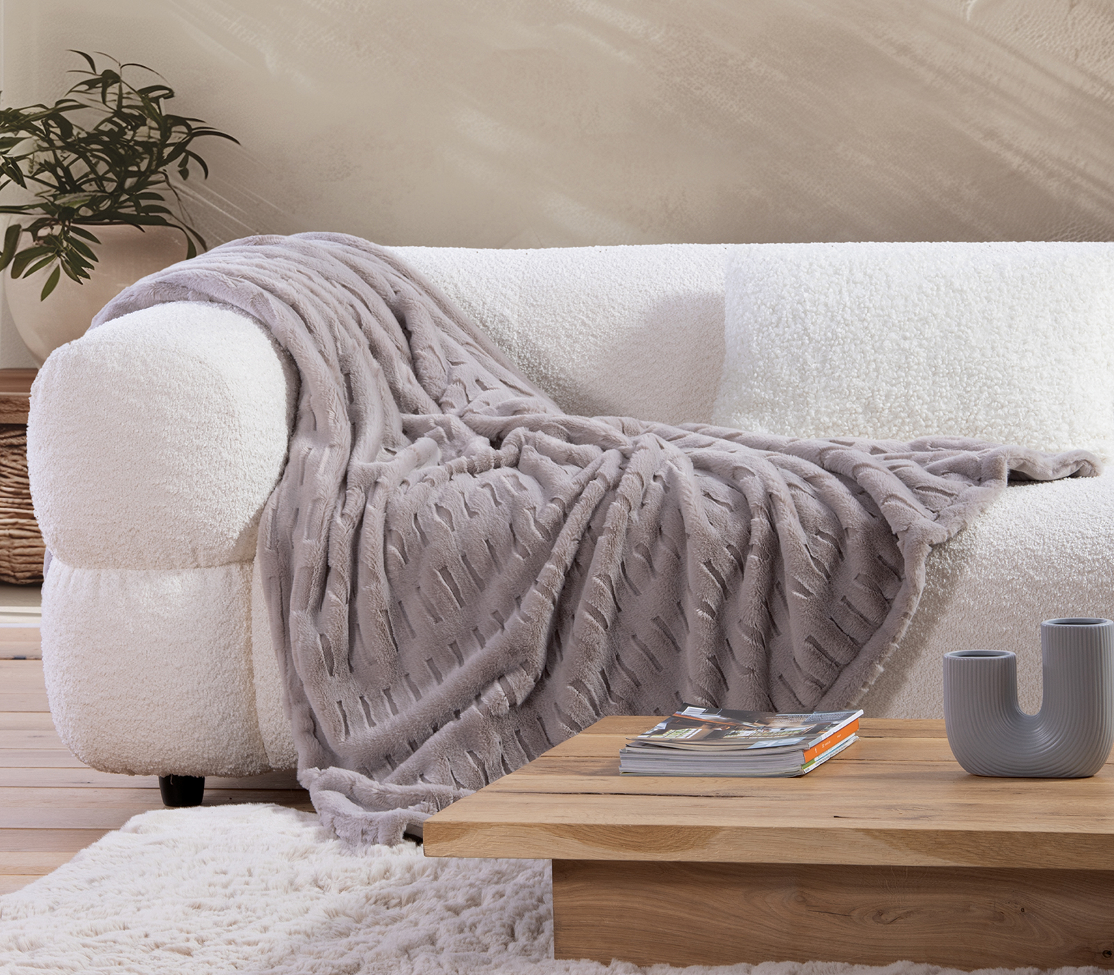  Διακοσμητικό Ριχτάρι Nef-Nef Homeware Vivo 130X180 Greige