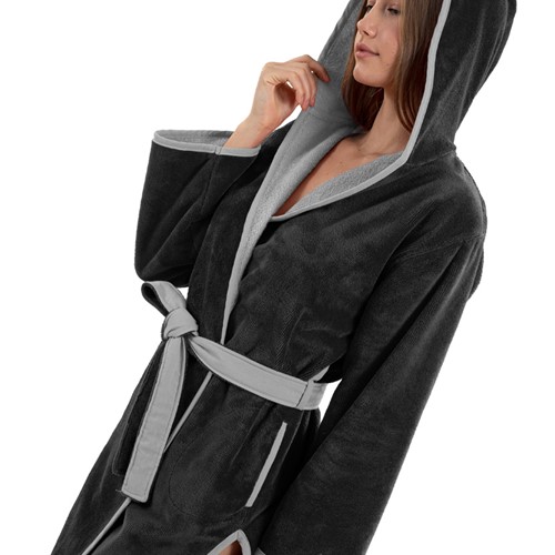 Μπουρνούζι Guy Laroche New Comfy Black Medium (Με Κουκούλα)