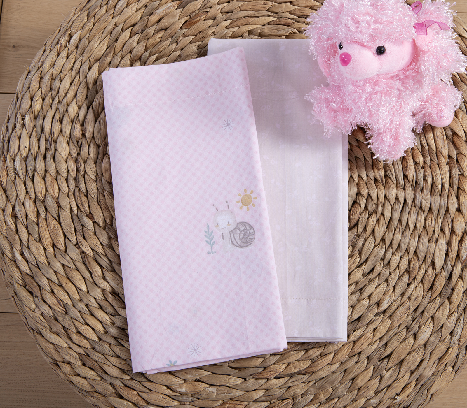 Βρεφικά Σεντόνια Λίκνου Nef-Nef Homeware (Σετ) Cute Snail Pink