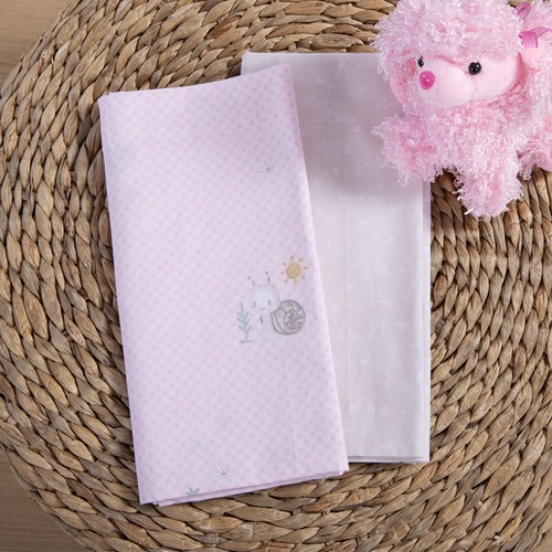Βρεφικά Σεντόνια Λίκνου Nef-Nef Homeware (Σετ) Cute Snail Pink